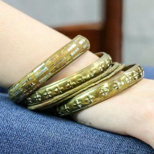 Vintage 80s Brass Bangle Bracelet Lot of 5